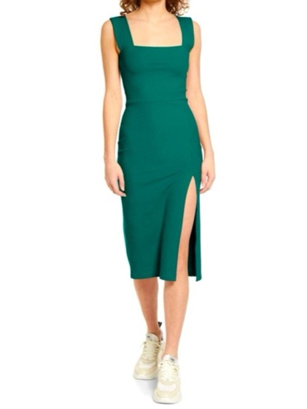 Reformation Green Cassi Midi Slit Dress